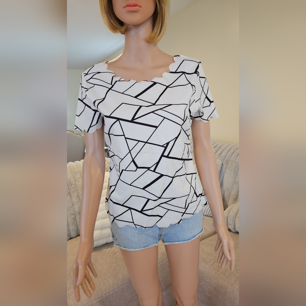 White and black blouse